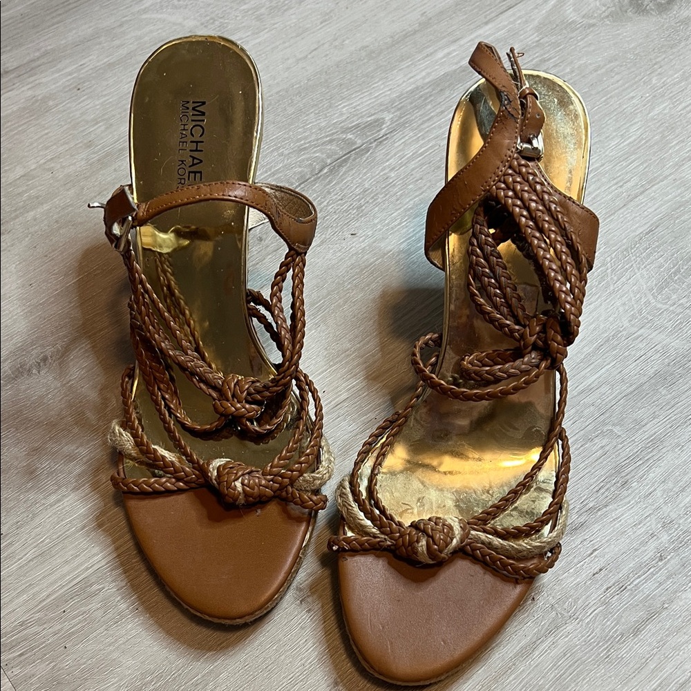 Michael Kors Tan Braided Sandals